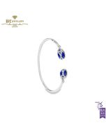 Fabergé Heritage Palais White Gold Diamond & Royal Blue Guilloché Enamel Open Bracelet