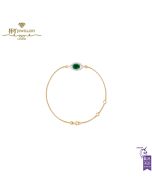 House Of Meraki Evil Eye Bracelet -Yellow Gold Zambian Emeralds and Diamond - 0.91ct