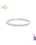 White Gold Emerald Cut Diamond Tennis Bracelet - 6.29ct 