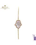 Yellow Gold Fatima Mother of Pearl & Diamond Bracelet -0.16 ct