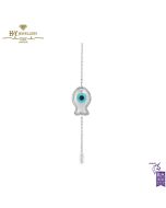 White Gold Brilliant Cut Diamond Protection from The Evil Eye Fish Charm Bracelet - 0.15 ct