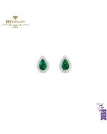 House Of Meraki Florence Studs - Yellow Gold Pear Cut Emerald & Diamond Earrings - 2.11ct