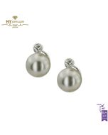 White Gold Pearl & Brilliant Cut Diamond Stud Earrings - 0.39ct