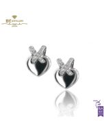 White Gold Brilliant Cut Diamond Heart Stud Earrings - 0.69 ct