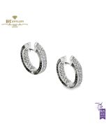 White Gold Brilliant Cut Cognac & Colorless Diamond Earrings - 3.94 ct