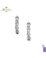 White Gold Princess Cut Diamonds Hoop Earrings - 1.02ct