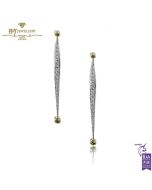 White Gold Brilliant Cut Diamond & Smoky Quartz Long Earrings - 1.43ct