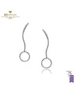 White Diamond Brilliant Cut Diamond Drop Circle Earrings - 0.90 ct