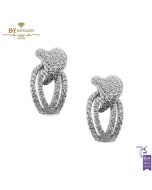 White Gold Brilliant Cut Diamond Sweeping Stud Earrings -1.49ct