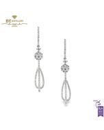 White Gold Brilliant Cut Diamond Drop Earrings - 0.88ct