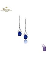 White Gold Oval Cut Tanzanite & Brilliant Cut Diamond Earrings - 4.10 ct