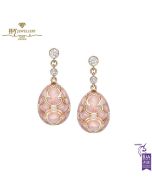 Fabergé Heritage Rose Gold Diamond & Pink Guilloché Enamel Egg Drop Earrings