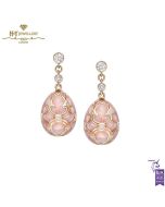 Fabergé Heritage Rose Gold Diamond & Pink Guilloché Enamel Egg Drop Earrings