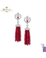 Fabergé Imperial Imperatrice White Gold & Ruby Tassel Earrings 