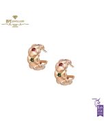 Fabergé Treillage Brushed Rose Gold Multi Colored Gemstone Huggie Hoop Earrings 