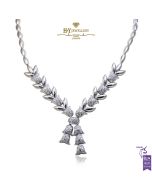 White Gold Brilliant Cut Diamond Tulip Shape Necklace - 3.80ct