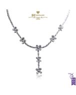 White Gold Brilliant Cut Diamond Flower Design Necklace - 1.01ct