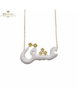 Yellow Gold Eshiq White Resin with Brilliant Cut Diamond Necklace - 0.10 ct