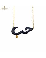 Yellow Gold Brilliant Cut Diamond & Hob Black Resin Necklace - 0.02 ct