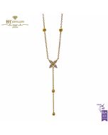 Yellow Gold Brilliant Cut Diamond Flower Droplet Necklace - 0.29 ct 