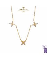 Yellow Gold Flower Trio Diamond Necklace - 0.88ct