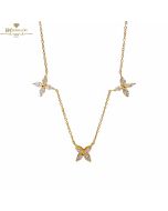 Yellow Gold Flower Trio Diamond Necklace - 0.88ct