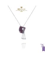 White Gold Brilliant Cut Amethyst & Diamond Pendant - 2.33 ct