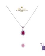 White Gold Pear Cut Ruby & Brilliant Cut Diamond Pendant - 1.40 ct 