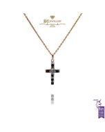 Yellow Gold Brilliant Cut Diamond Garnet Cross Pendant - 2.00 ct