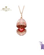 Fabergé Heritage Rose Gold Diamond & Pink Guilloché Enamel Heart Surprise Locket 