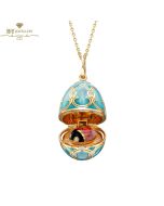 Fabergé Heritage Yellow Gold Diamond & Turquoise Guilloché Enamel Ladybird Surprise Locket