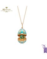 Fabergé Heritage Yellow Gold Diamond & Turquoise Guilloché Enamel Clover Surprise Locket