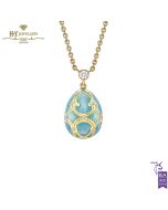 Fabergé Heritage Yellow Gold Diamond & Turquoise Guilloché Enamel Petite Egg Pendant Heritage