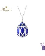 Fabergé Heritage Palais White Gold Diamond & Royal Blue Guilloché Enamel Egg Pendant