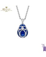 Fabergé Heritage Palais White Gold Diamond & Royal Blue Guilloché Enamel Petite Egg Pendant