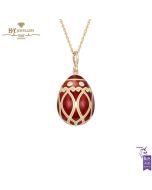 Fabergé Heritage Palais Rose Gold Diamond & Red Guilloché Enamel Egg Pendant