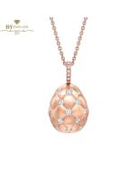 Fabergé Treillage Brushed Rose Gold & Diamond Set Egg Pendant