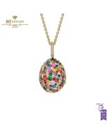 Fabergé Emotion Yellow Gold Multicoloured Gemstone Egg Pendant