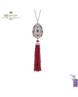 Faberge Imperial Imperatrice White Gold & Ruby Tassel Pendant