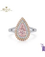 White Gold Brilliant & Pear Cut Pinkish Brown Diamond Ring - 1.68ct