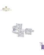 White Gold Triple Asscher Cut & Brilliant Cut Diamond Ring - 3.03 ct