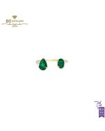 House Of Meraki Juniper Yellow Gold Natural Zambian Emeralds & Diamond Handcrafted Ring - 1.22ct