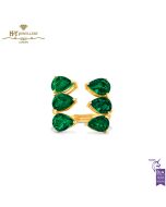 House Of Meraki Sage Yellow Gold Natural Zambian Emeralds Handcrafted Ring - 2.07ct