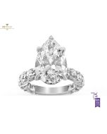 White Gold Pear Cut & Brilliant Cut Diamond Ring - 6.65ct