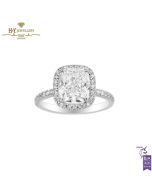 White Gold Cushion Cut & Brilliant Cut Diamond Ring - 3.51ct