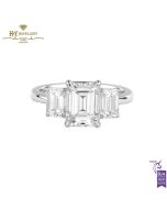 White Gold Emerald Cut Diamond Ring - 3.13 ct