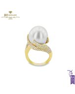 Yellow Gold Pearl & Brilliant Cut Diamond Ring - 2.28ct