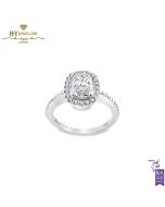 White Gold Cushion & Round Brilliant Cut Engagement Ring - 1.60ct