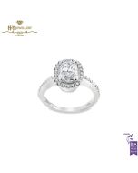 White Gold Cushion & Brilliant Cut Engagement Ring - 1.60ct