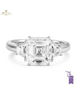 White Gold Asscher & Trapeze Cut Diamond Ring - 3.58ct